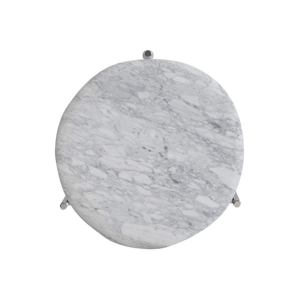 Bernhardt Bernhardt Arris Side Table With Honed Arabescato Marble Top & Polished Stainless Steel Base, Sculptural Accent 321012