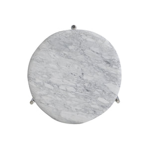 Bernhardt Bernhardt Arris Side Table With Honed Arabescato Marble Top & Polished Stainless Steel Base, Sculptural Accent 321012