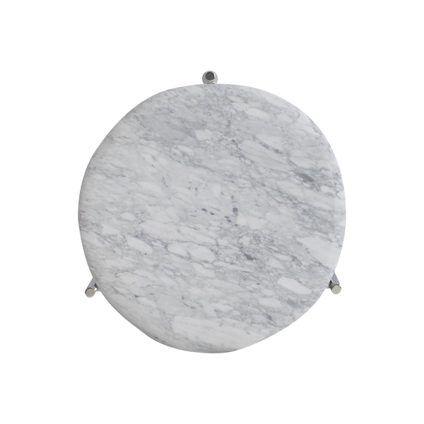 Bernhardt Bernhardt Arris Side Table With Honed Arabescato Marble Top & Polished Stainless Steel Base, Sculptural Accent 321012