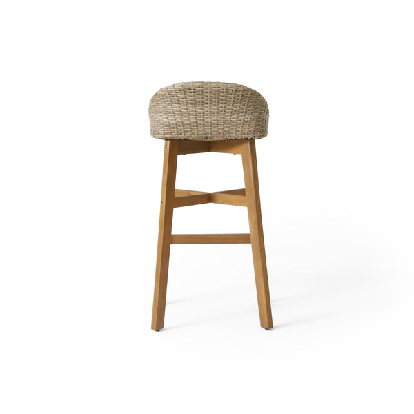 English Elm Christopher Knight Home® - CALERA Beeson 30" Barstool Set of 2 — Acacia Wood Legs, Water-Resistant Wicker Seats, 300 lb Capacity 73532.00MLBRN