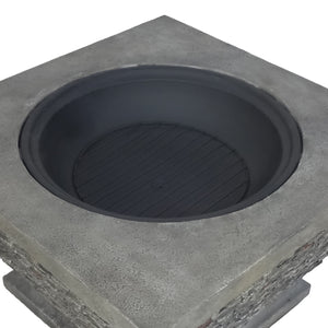 English Elm 32" Square Mgo Concrete Wood Burning Fire Pit Handcrafted for Outdoor Patios 62392.00GRY