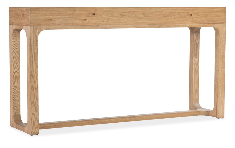 Hooker Furniture Documents Console — Narrow 64"W Pecan Entry Console With Four Drawers, Pewter Knobs, Slim Chic Storage 6018-85001-85