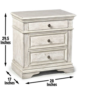 English Elm Steve Silver - Highland Park - Nightstand With Usb - Cathedral White