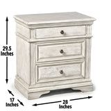 Steve Silver Highland Park Nightstand: USB Charging, Cathedral White Finish, Vintage - 17x28x30