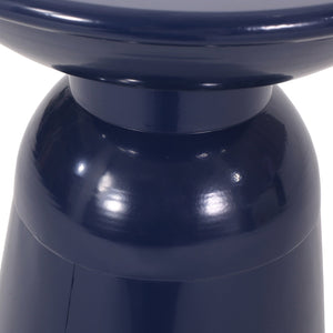 English Elm Outdoor Powder-coated Iron Pedestal Side Table for Patio and Lounge Spaces Navy Blue 73615.00NBLU