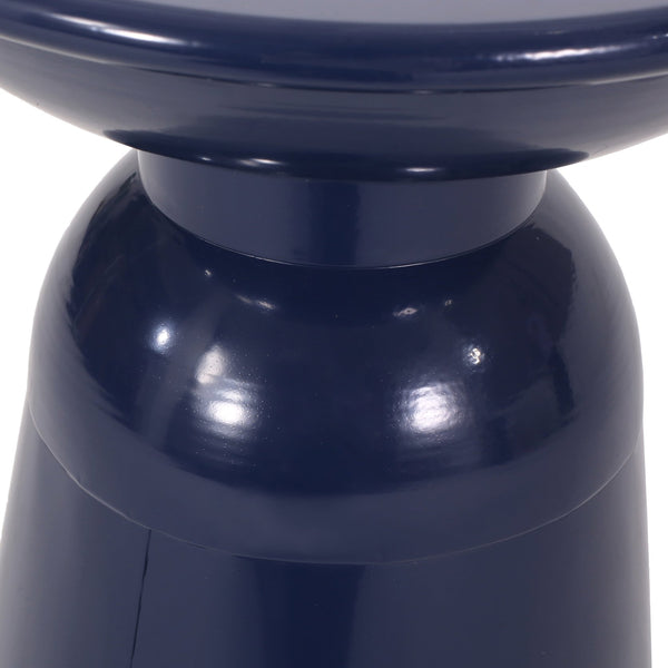English Elm Outdoor Powder-coated Iron Pedestal Side Table for Patio and Lounge Spaces Navy Blue 73615.00NBLU