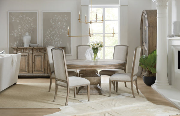 Hooker Furniture Castella 72-Inches Round Urn Table - Antique Slate Pedestal Dining Table Seats 8, Distressed Resort Charm 5878-75213-80