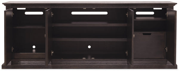 Hooker Furniture Driftwood Oak Credenza with Wine Storage and Media Shelves for Rustic Living Rooms 6820-55490-99