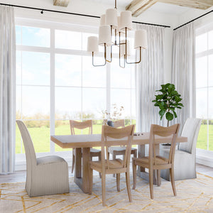 A.R.T. Furniture Post Trestle Dining Table - Extendable 78" To 100" With Leaf, Comfortably Seats 8, Cracked Almond Finish Light Brown Ash & Pine Solid,Plank,Effect Flakey Oak And Birch Veneer 288238-2355