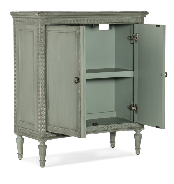 Hooker Furniture Charleston Verdigris Green Two-Door Accent Chest With Soft-Close Doors, Fretwork & Adjustable Shelf 6750-50001-32