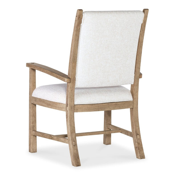 Hooker Furniture Vineyard Light Sonoma Upholstered Arm Chair With White Zin Fabric, Dowel & Welt Trim, Craftsman Flair 6952-75400-80