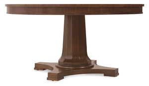 Hooker Furniture Archives Round Pedestal Dining Table — Figured Walnut Veneer, Classic Walnut Finish, Seats 4–6 Elegantly 6123-75203-89