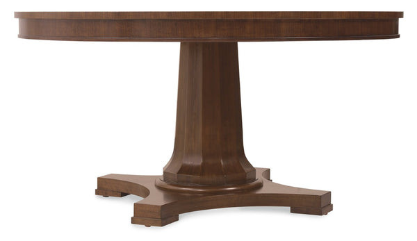 Hooker Furniture Archives Round Pedestal Dining Table — Figured Walnut Veneer, Classic Walnut Finish, Seats 4–6 Elegantly 6123-75203-89