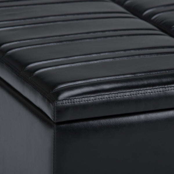 English Elm Ellis - Versatile Midnight Black Coffee Table Storage Ottoman With Lift-Top And Hidden Compartment B136P159156