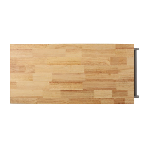 English Elm Christopher Knight Home® - Kitchen Island Cart with Solid Rubberwood Top, 41.75" Mobile Island with Drawer, Cabinet, Shelves & Wheels Grey 67756.00NATGRY