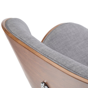 English Elm Marana Bentwood Adjustable Swivel Bar Stool - Modern Grey Fabric, Chrome Base, Ergonomic Comfort B136P158930