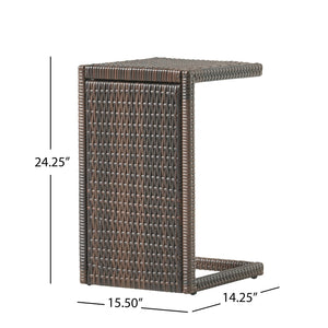 English Elm Christopher Knight Home® - BUCHAREST End Table — Weather-Resistant PE Rattan Side Table in Mixed Brown, U-Shaped Space-Saver (90) 57663.00