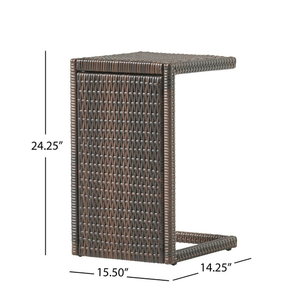 English Elm Christopher Knight Home® - BUCHAREST End Table — Weather-Resistant PE Rattan Side Table in Mixed Brown, U-Shaped Space-Saver (90) 57663.00