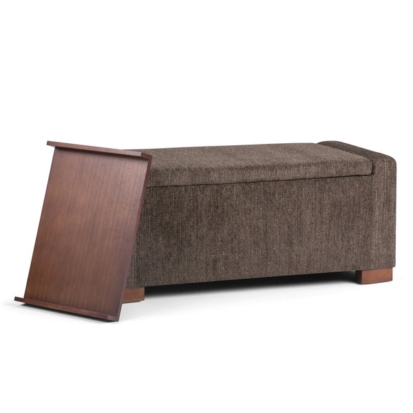 English Elm Bretton Lift-Top Storage Ottoman in Deep Umber Brown Chenille Fabric with Tray and Large Interior Storage B136P159221