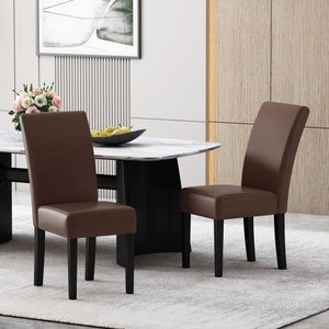 English Elm Dining Chair Set of 2 Upholstered Rubberwood Legs Minimalist Contemporary Seating 60162.00PUDBRN