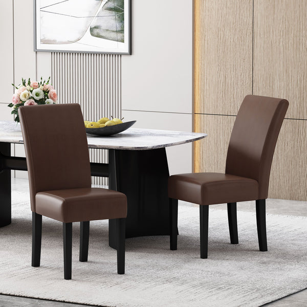 English Elm Dining Chair Set of 2 Upholstered Rubberwood Legs Minimalist Contemporary Seating 60162.00PUDBRN