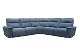 Parker Living Perimeter - Magic Denim 5 Piece Modular Power Reclining Sectional with Power Adjustable Headrests