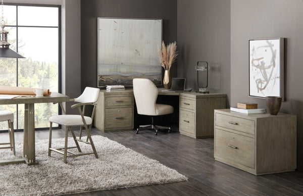 Hooker Furniture Linville Weathered Smoked-Gray Lateral File With Locking Drawer, Oak Grain, Antique Pewter Pulls 6150-10466-85