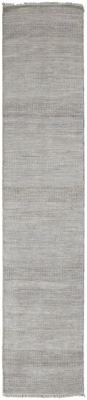 Feizy Rugs Janson Hand Knotted Wool & Viscose Rug | Textured Stripes For Elegant Home & Office Décor Silver Wool,Viscose I92i6063gryslvi11