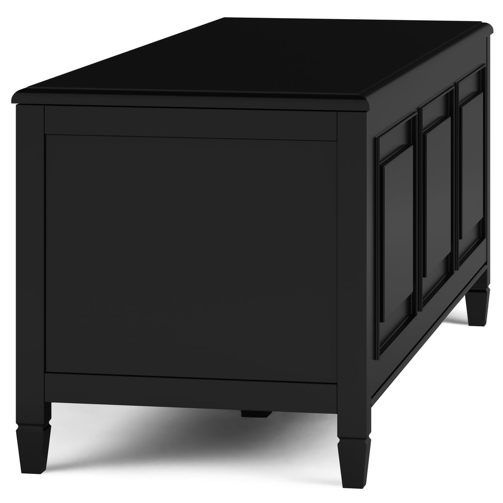 English Elm Connaught Storage Bench Trunk – Elegant Black Handcrafted Wood With Ample Hidden Storage & Style B136P158536
