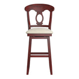 Homelegance By Top-Line Juliette Napoleon Back Wood Swivel Bar Stool Red Rubberwood