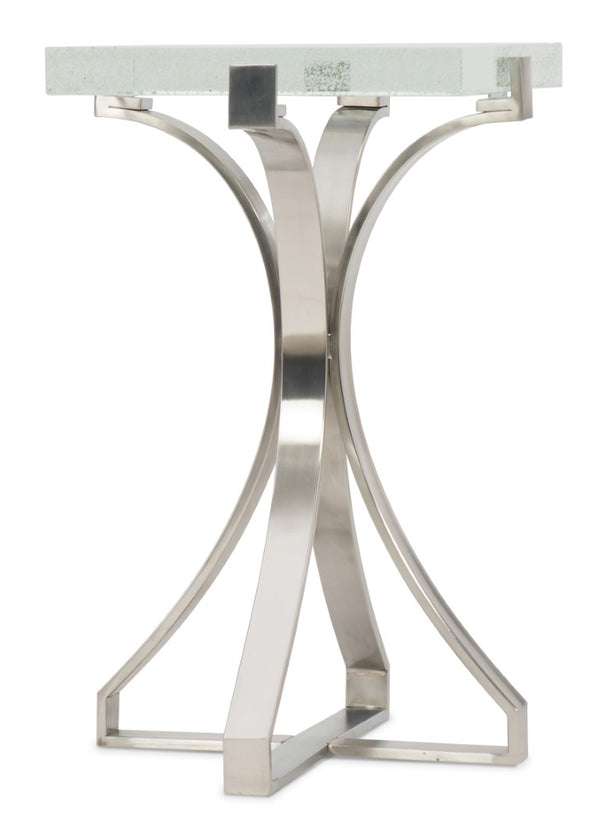 Hooker Furniture Bubble Glass Accent Table With Chrome Sculpted Base, Bubble-Textured Glass Top, Compact Luxe Design 500-50-966-MTL