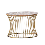 Christopher Knight Home® - Noble House - Halley Handcrafted Boho Mango Wood and Iron Coffee Table, Natural and Gold