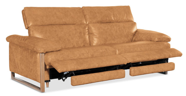 Hooker Furniture Jericho Oversized Power Sofa In Dallas Toffee Leather With Sleigh Frame, Usb & Power Headrest 43.20 L x 89.30W x 32.20H SS461-PH025-087
