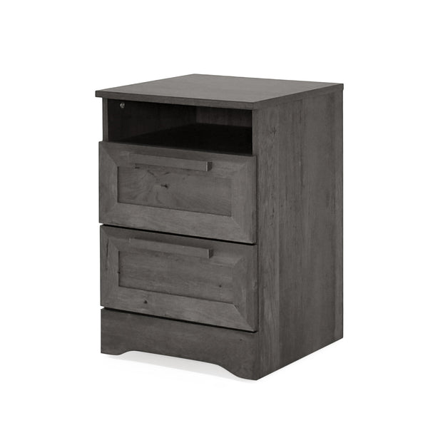 English Elm Christopher Knight Home® - DELANEY2-DRAWER Nightstand Rustic Faux Wood Nightstand with Two Drawers and Top Shelf for Storage Comfort Grey 71139.00