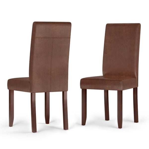 English Elm Acadian Parson Dining Chairs Set Of 2 - Distressed Vegan Leather, Solid Wood Legs, Comfort & Style B136P159796