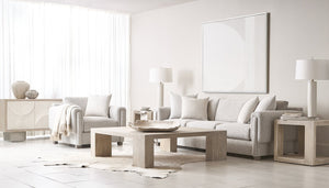 Bernhardt Bernhardt Darsa Asymmetrical Wire-Brushed Oak Cocktail Table 54" Square Atacama Finish Modern Centerpiece 507022