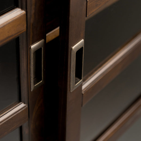 English Elm Burlington - Handcrafted Mahogany Brown Storage Cabinet With Glass Doors & Adjustable Shelves B136P159510