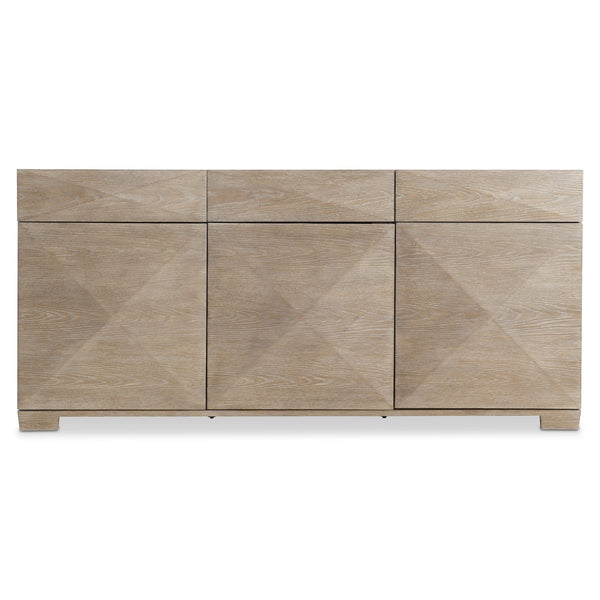 Bernhardt Bernhardt Aventura Marcona 3-Door Buffet With Pyramid Fronts, Soft-Close Drawers & Adjustable Shelves 318132