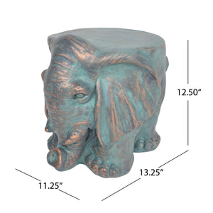English Elm Christopher Knight Home® - Elephant Copper Patina Garden Stool - Weather-Resistant Magnesium Oxide Accent Table, 16.75L x16W x14.25H 63393.00COP