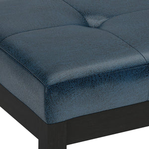 English Elm Lacey Tufted Ottoman Bench - Distressed Dark Blue Vegan Leather For Stylish Home Seating & Decor B136P159208