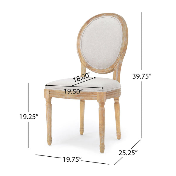 English Elm Kd French Country Rubberwood Dining Chairs Fluted Legs Padded Seat Set of 2 Beige 60352.00GRE