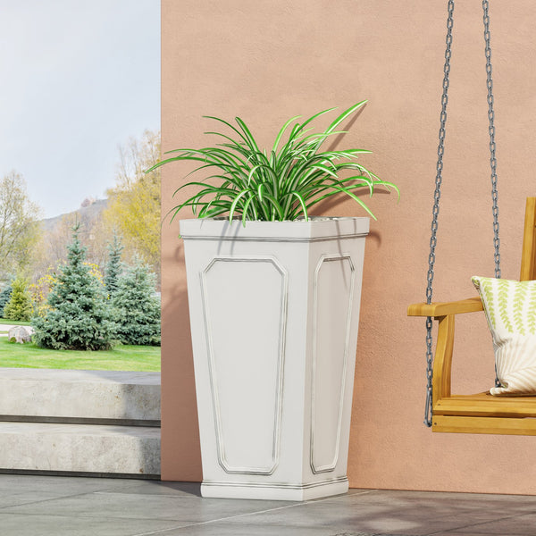 English Elm Mgo Handcrafted Tall Outdoor Planter for Patios Entryways and Garden Borders 63425.00WHI