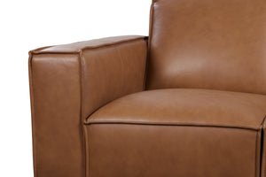 Porter Designs Porter Carina Top Grain Leather Sofa In Rich Caramel With Espresso Wood Trim & Modern Flair Brown Leather 02-204-01-2780