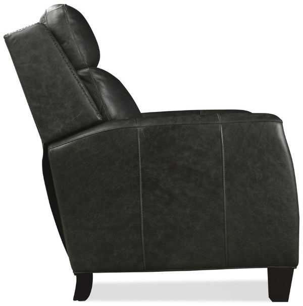 Hooker Furniture Jacklyn Aniline Top Grain Leather Power Recliner With Pop-Up Headrest, Nailhead Trim & Bustle Back Grey RC822-PH-096