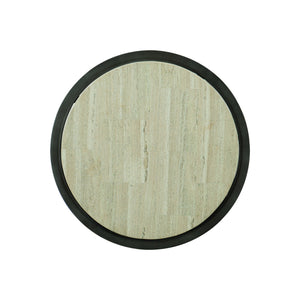 Bernhardt Bernhardt Barclay Side Table With Honed White Travertine Top & Antique Pewter Sculptural Base, 26" 512122