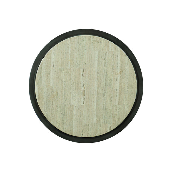 Bernhardt Bernhardt Barclay Side Table With Honed White Travertine Top & Antique Pewter Sculptural Base, 26" 512122