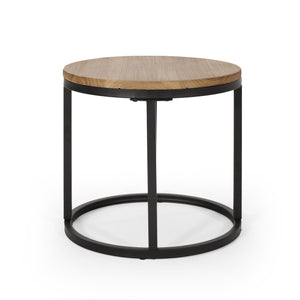 English Elm Christopher Knight Home® - COFFEE Modern Industrial Nesting Table Set — Wire‑Brushed Firwood Tops with Sturdy Iron Frame Durable Style Black 67141.00ANTBLK