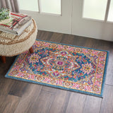 Nourison Passion PSN20 Machine Made Power-loomed Floral Border Indoor Only Bohemian  Rug Teal Multicolor, Teal Multicolor 100% Polypropylene 99446486387