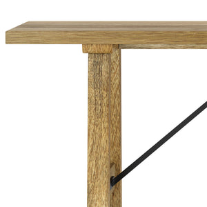 English Elm Harvey Mango Wood Bench with Black Metal Trestle Legs, Rustic Industrial Entryway Seating, 47" B136P158679