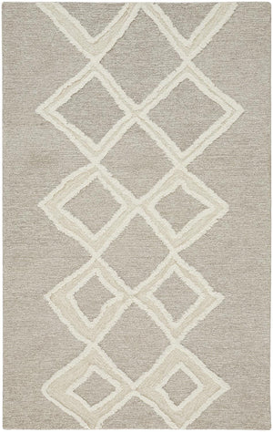 Feizy Rugs Anica Hand-tufted Wool Geometric Rug - Stylish Bohemian Design For Homes, Nurseries, And More Gray,Ivory Wool Anc8009fbrn000h00